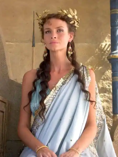 Blue-grey draped gown