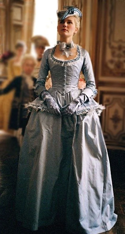 Powder-blue silk gown
