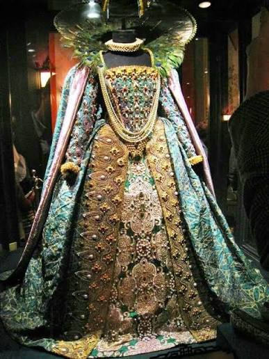 Gold embroidered court gown